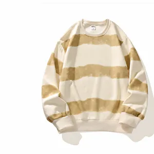 Men's Colorblock Striped Sweatshirt Casual Crewneck Pullover Autumn Winter Apparel
