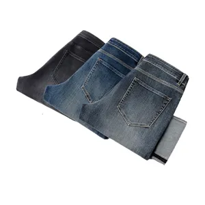 Men casual stretch denim jeans long pants autumn business style straight fit trousers