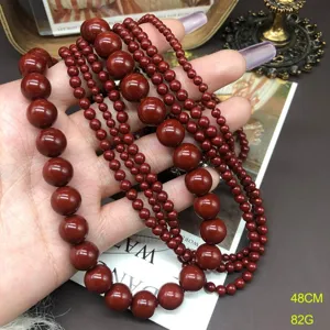 Multilayer red bead necklace vintage style elegant jewelry charm accessory 48cm length 82g