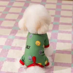 Space Exploration Theme Pet Dog Jumpsuit Winter Warm Small Medium Dog Four Legged Clothes Polyester Printed Dog Pajamas