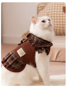 Simpatica camicia a quadri retro per gatti cani vestiti autunno inverno per animali
