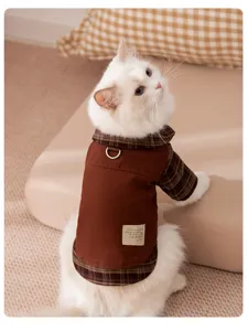 Bella camicia a quadri retrò per animali domestici, vestiti caldi autunno inverno per cani.