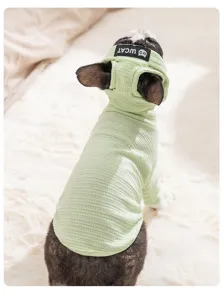 Lindo camiseta térmica para mascotas, ropa de tejido waffle verde menta para gatos y perros.