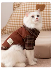 Simpatica camicia a quadri retrò per gatti e cani, elegante abbigliamento autunno inverno.