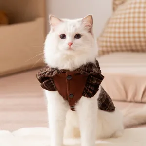 Camicia a quadri retrò per animali domestici cani gatti abbigliamento autunno inverno.