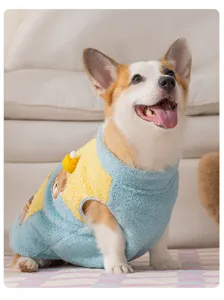 Corgi vestiti cane pile blocco colore orso toppa caldo cucciolo gilet inverno animale domestico