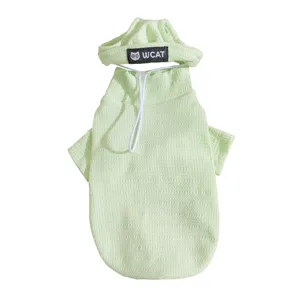 Sudadera verde claro para mascotas, ropa texturizada de dos patas para gatos y cachorros.