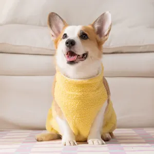 Gilet in pile caldo invernale per cani corgi e medi, morbido capo giallo per animali principale