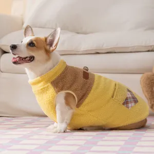 Gilet in pile caldo invernale per cani corgi abbigliamento colorblock accogliente per animali