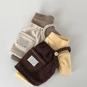 Warme Haustierkleidung Herbst Winter Cordsamt Welpen Latzhose Casual Hundebekleidung Für Kleine Hunde Teddy Bichon Unisex Outfits