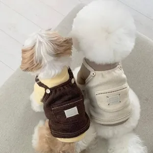 Süße Kord Hundelatzhose für kleine Hunde Herbst Winter warme Welpenkleidung Bekleidung