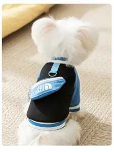 Wanne fleece honden hoodie voor kleine honden, kleurblok raglan design met schattig mini tasje.
