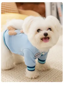 Süßer blauer Welpen Hoodie mit 3D Bär warme Winter Haustier Kleidung für kleine Hunde