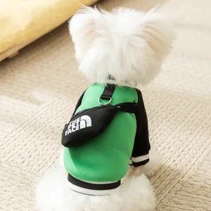 Huisdier Kleding Herfst Winter Fleece Warm Hond Capuchon Trui Kleurblok Raglanmouwen Sweatshirt Met Minitas Voor Kleine Honden Katten