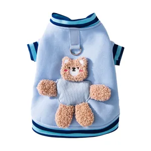 Süßer 3D Teddybär Haustier Hundekleidung Pullover Herbst Winter Warme Welpenkleidung