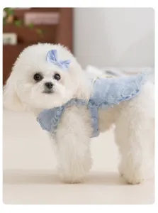 Süßes Sommer Hundekleid Haustier Kleidung Spitzen Rucksack Welpen Outfit für Hunde