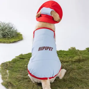 Haustier Sommer Kühlweste Hut Set Polyester Mesh Atmungsaktiv Mit Kapuze Bekleidung Für Mittlere Große Hunde Lässig Outdoor Hundekleidung