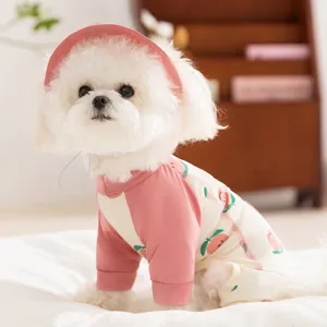 Carino vestito di protezione solare estivo per cani con stampa di pesca tuta per animali.