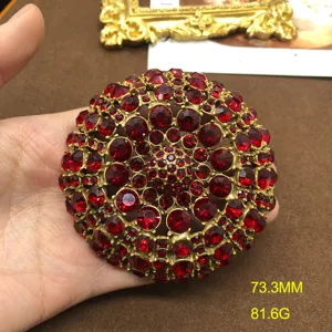 Vintage Rosso Strass Spilla Retro Palazzo Stile Pesante Industria Lega Spilla Donna