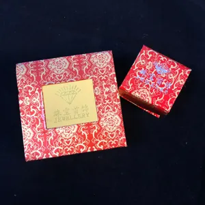 Boîtes cadeaux de bijoux motif or rouge, boîte de rangement élégante pour bague collier.