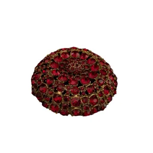 Spilla vintage in strass rossi, spilla in cristallo stile corte retro per abbigliamento donna.