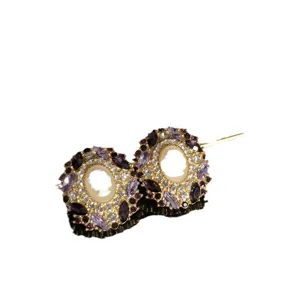 Vintage style rhinestone stud earrings with purple and white crystals for women fashion jewelry.