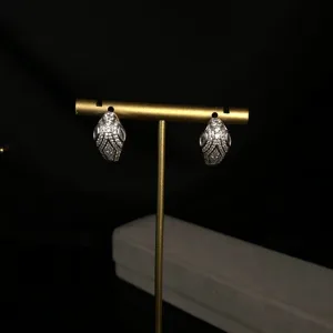 Vintage snake head zircon copper earrings luxury European style fashion jewelry statement gift
