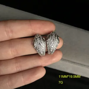 Silver snake head cubic zirconia earrings 11x19.5mm fashion women jewelry accessories