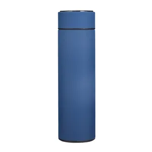 Smart insulated water bottle with LED temperature display and soft rubber coating blue 500ml