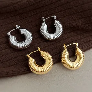 Orecchini a Cerchio Geometrici Massicci Alla Moda Per Donna Rame Metallo Orecchini a Forma di C Intrecciati Chic Regalo di Gioielli