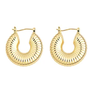 Orecchini a cerchio geometrici cavi dorati chic, gioielli da donna alla moda e leggeri.