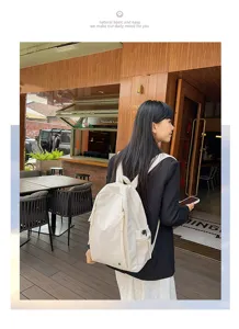 Casual white school backpack for women, lightweight daily travel daypack with multiple compartments