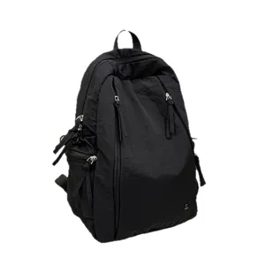 Casual waterproof backpack for women and students, lightweight stylish travel daypack black.