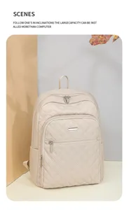 Eleganter gesteppter Oxford Damen Rucksack, leichter Reisetagesbeutel mit praktischen Taschen.