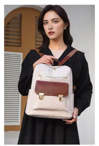 Schicker Damen Rucksack mit Retro Farbdruck, stylische Freizeittasche für Pendler und Reisen.