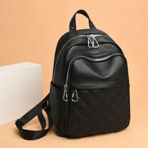Sac à Dos Matelassé en Cuir PU pour Femmes Voyage Daypack Léger Respirant Mode École