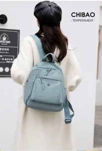 Sac à dos imperméable décontracté pour femme voyage léger petit cartable bleu clair