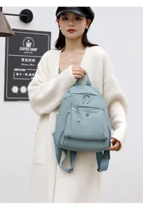 Sac à dos léger pour femme imperméable élégant sac d'école voyage bleu clair quotidien