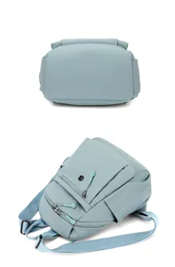 Sac à dos décontracté imperméable femme bleu clair léger petit voyage école livre quotidien pratique