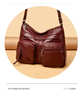 Women fashion vintage crossbody bag large capacity multi pocket shoulder handbag daily use