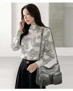 Women large capacity crossbody bag multi pocket casual shoulder bag stylish daily commuter bag