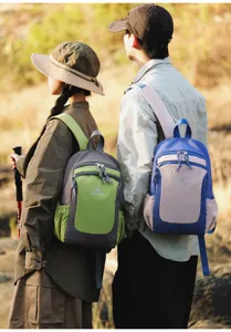 Casual outdoor travel backpack for men and women, stylish color block lightweight school bag.