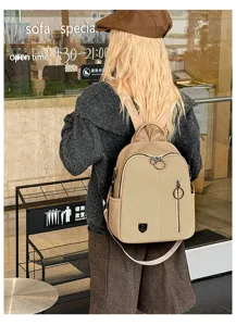 Damen gewebter Rucksack Freizeit Mode Pendel Reise Tagesrucksack beige stilvolle Tasche