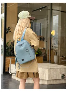 Lässiger hellblauer Damen Rucksack stilvoller Alltags Pendler Reise Tagesrucksack