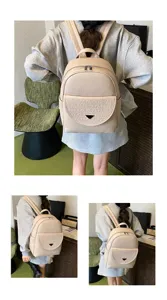Stylish women PU leather backpack detailed back view, solid color casual travel bag daily use.