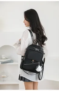 Zaino casual nero da donna borsa da scuola elegante leggera viaggio quotidiano dettaglio