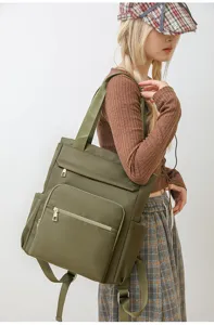 Convertible oxford cloth backpack for women, large capacity casual daypack and shoulder bag.