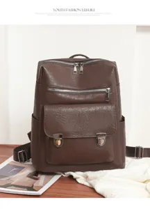 Retro PU Leder Damen Rucksack mit großer Kapazität lässige Pendler Schultasche Alltag.