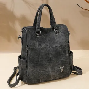 Women PU Leather Fashion Backpack Multi-functional Casual Travel Daypack Waterproof Wear-resistant School Bookbag