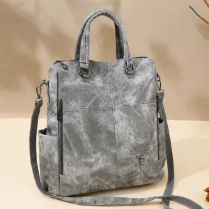 Multifunctional soft leather women backpack shoulder handbag casual stylish everyday bag
